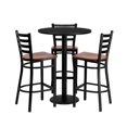 thumbnail image 1 of 30'' Round Black Laminate Table Set with 3 Ladder Back Metal Barstools - Cherry Wood Seat, 1 of 5