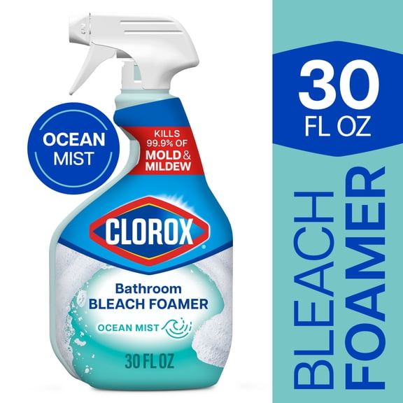 Clorox Bleach Foamer Bathroom and Shower Cleaner Spray, Ocean Mist, 30 fl oz