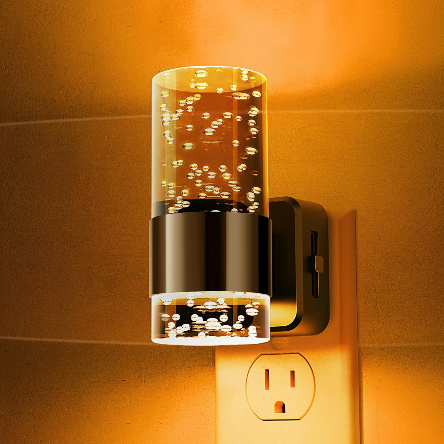 RGHJAR-Night Light,Dimmable Night Lights Plug into Wall, Acrylic Nightlights with 0-100 LM Adjustable Brightness, Amber Plug in Night Light with Dusk to Dawn Sensor, for Bathroom Hallway