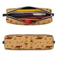 thumbnail image 2 of Yiaed Brown Mushrooms Print Leather Pencil Case - Leather Pen Pencil Holder - Elegant & Practical Pencil Pouch for Work & Office, 2 of 7