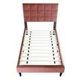 thumbnail image 4 of Poundex Adjustable Pink Headboard Twin Bed Frame in Brushed Linen Pink, 4 of 8