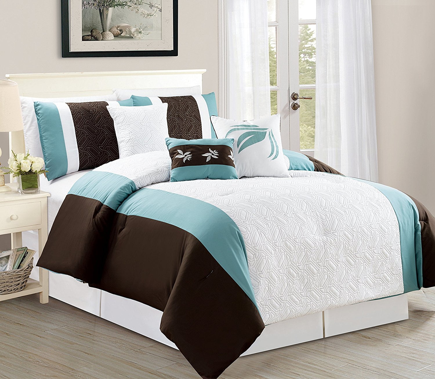 Jessamine Full Size 7-Piece Embossed Comforter Bedding Set Soft