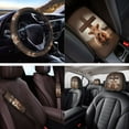 thumbnail image 4 of Yuyamidu Highland Cow Car Seat Covers Set of 14 Cross Steering Wheel Cover Seatbelt Pad Trash Can Brown Headrest Covers Car Armrest Cover Coasters Key Chain for SUV Sedan Van, 4 of 7