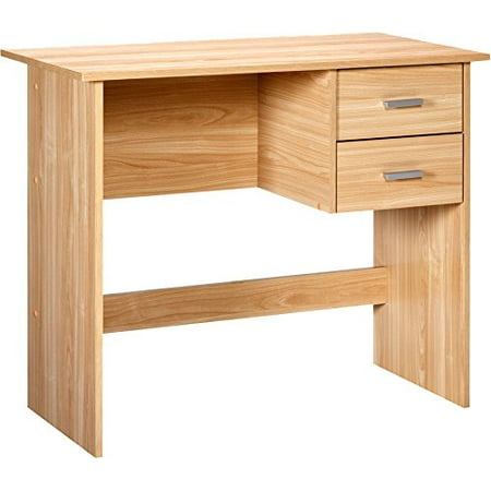 50 7005ok Modern Writing Desk With 2 Side Drawers Oak Easy To
