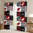 thumbnail image 2 of Manfei Cartoon Elephant Animal Black Out Curtains, Chic Stripes Abstract Curtains Pack of 2 (42x63 Each), Black Red Patchwork Bedroom Curtains, Curtains and Drapes Home Decor, 2 of 6