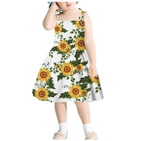 

Aayomet Girls Dresses Flower Girls Print Suspended Sleeveless Princess Baby Swing Dress Kids Girls Dress&Skirt White 18-24 Months