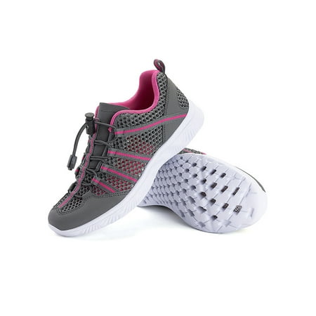 

UKAP Women Sneakers Mesh Beach Shoe Quick Dry Water Hiking Shoes Aqua Trainers Ladies Flats Outdoor Athletic Dark Gray Pink 6.5