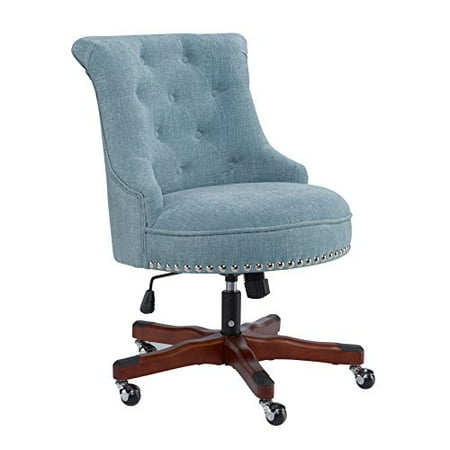 Contemporary Pine Wood On Tufted Blue Upholstery Rolled Back Contemporary Pine Wood On Tufted Blue Upholstery Rolled Back Office Task Chair With Silver Nailheads And