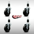 thumbnail image 2 of 4 Inch SS Soft Rubber Wheel Swivel 1-1/2 Inch Expanding Stem Caster Set SCC, 2 of 2