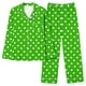 thumbnail image 5 of Pijama informal de manga larga con estampado para mujer, traje de pijama con solapa holgada y bolsillo con botones, top y pantalones de poliéster., 5 of 7