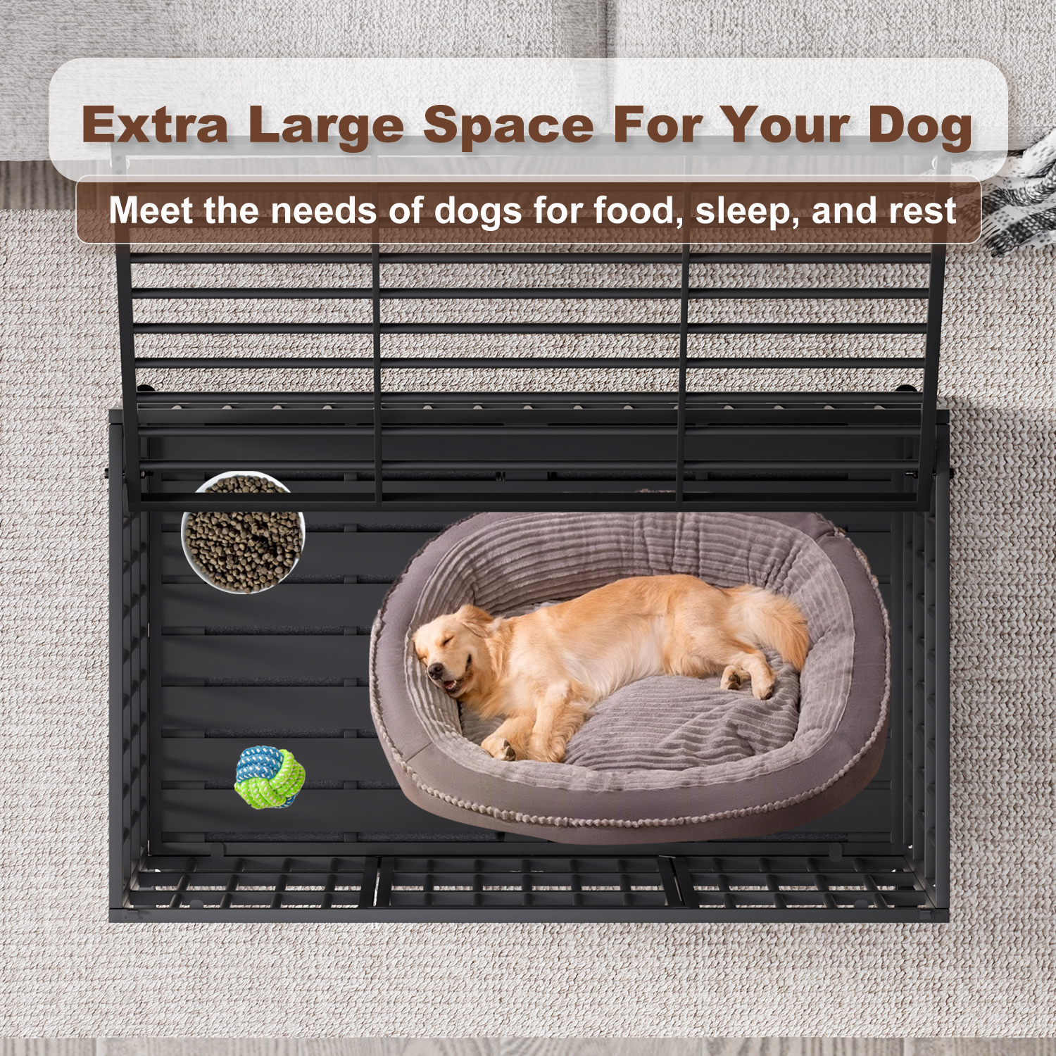 Snuowu 48-Inch Heavy Duty Dog Crate with Wheels and Tray photo 4