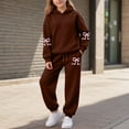 thumbnail image 2 of newwalpole Toddler Kids Tracksuit Boys Girls 2 Piece Sweatsuit Jogging Outfits Jogger Sweatpants Hooded Sweatshirt Fashion Clothing Sets Brown for Size 9-10 Years, 2 of 6