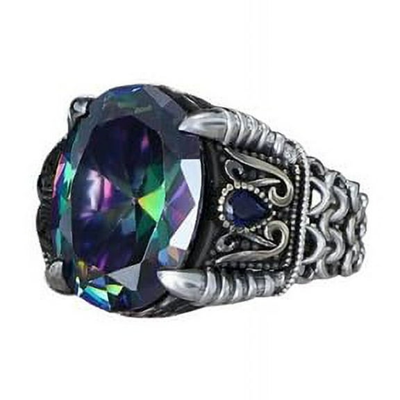 Roarsilver Mystic Topaz Silver Ring-Mens Handmade Ring-Men's Rings-Gift for Him and Her-925 Rings for Men-Handmade Mystic Topaz Ring-Men's Topaz Ring | 5
