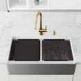 thumbnail image 2 of VIGO Oxford All-in-One Farmhouse Stainless Steel 36 in. 0-Hole 50/50 Double bowl Kitchen Sink with faucet in Matte Gold, 2 of 10
