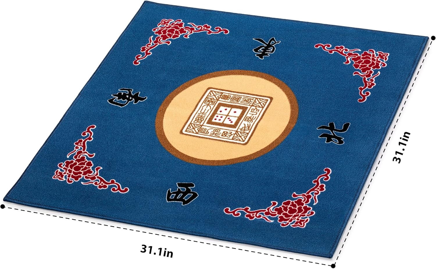Table Cover for Mahjong, Poker, Card Games, Board Games, Tile Game, and Dominoes - 31.1 Inches - Roll-up Gaming Mat with Carrying Bag