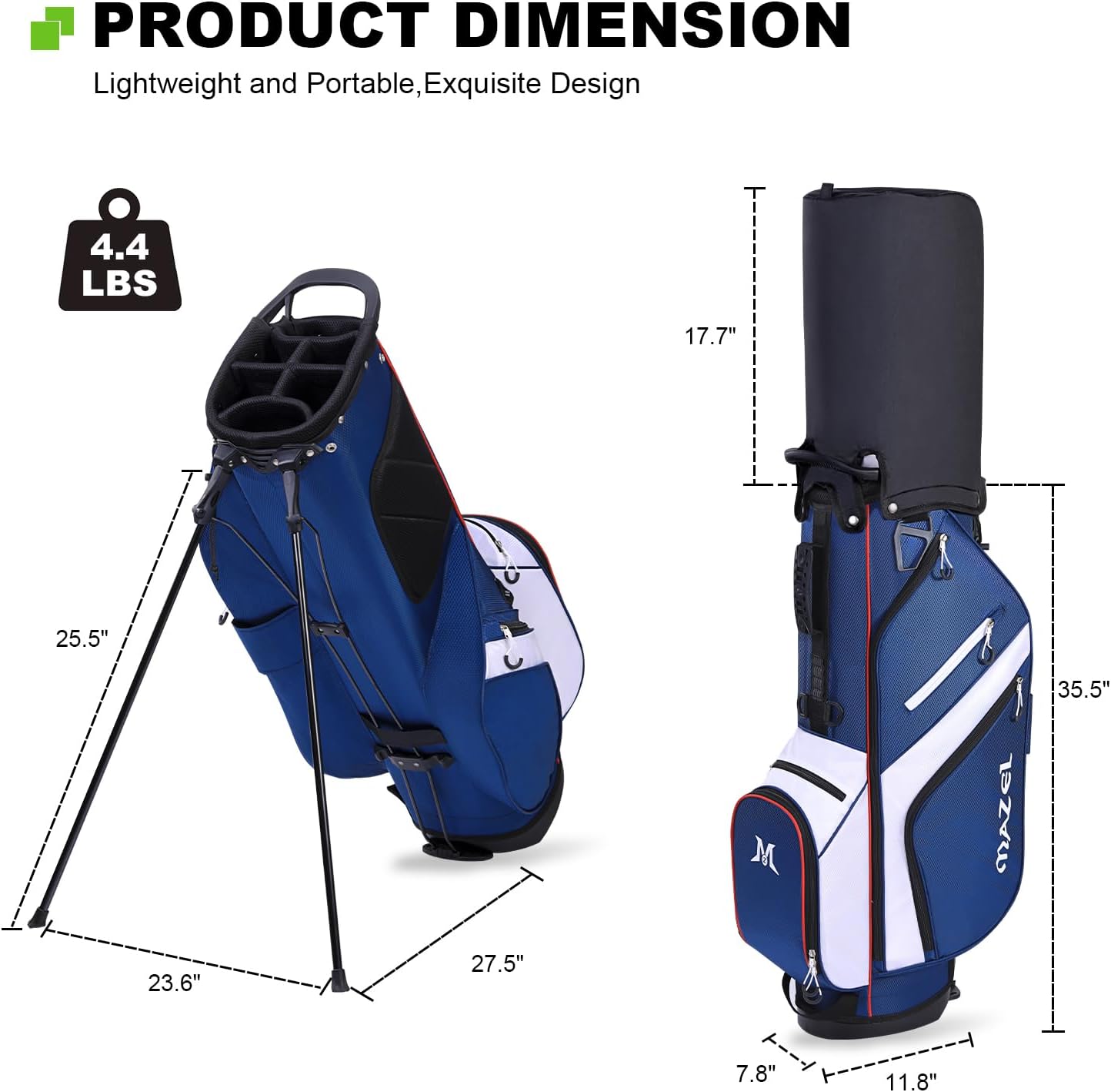 MAZEL 6-Way Golf Stand Bag for Men and Women, Lightweight Golf Bag with Stand,Dual Strap,Dust Cover