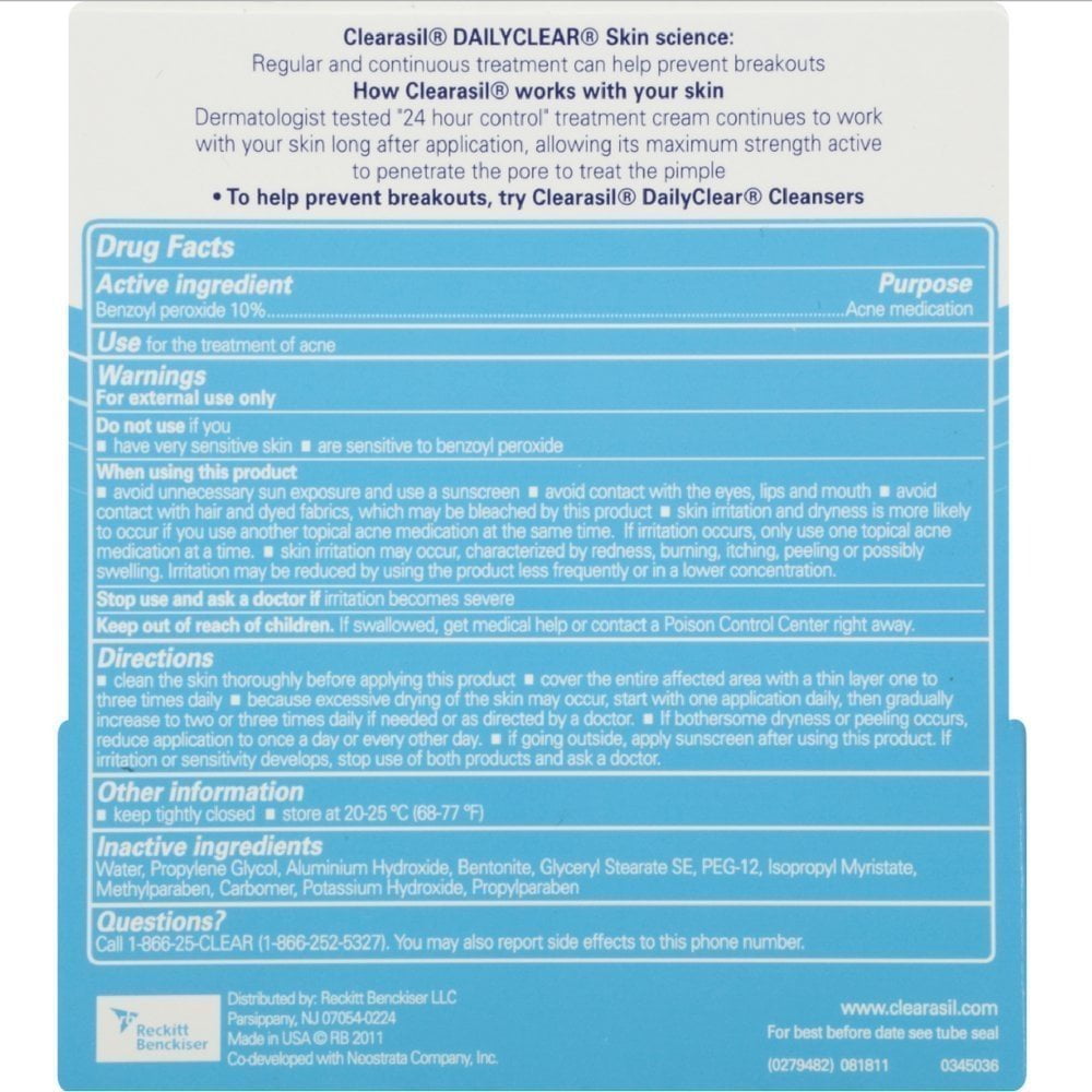 Clearasil Stubborn Acne Control 5in1 Spot Treatment Cream, 1 oz (Pack of 3)