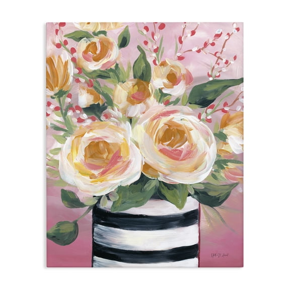 Stupell Industries Spring Blooms in Striped Vase Canvas Wall Art, design by Yvette St. Amant