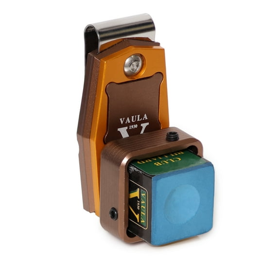 VAULA Billiard Metal Magnetic Pool Cue Chalk Holder with Chalk - Yellow/Brown