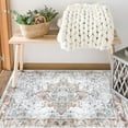thumbnail image 4 of Washable Door Mat, Front Door mat Indoor Faux Wool Absorbent Small Rugs for Entryway Distressed Throw Rug Non-Slip Accent Floor Carpet for Entrance Bedroom, 24X36 Inches Orange, 4 of 5