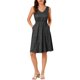 thumbnail image 2 of Vestido sin mangas de punto midi con lunares, escote en V, lazo y cintura ajustable para mujer, talla XS, color negro, 2 of 7