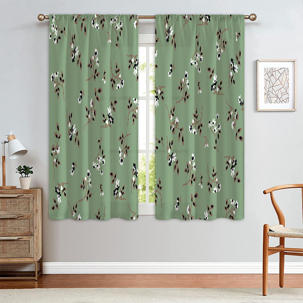 Blackout Floral Small Window Curtains Panel Slot Top Bedroom Kitchen Ready Made 
