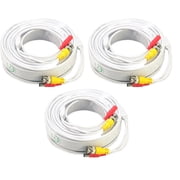 Evertech 3 Pcs 100 Feet Each White Color Ready-made Video and Power CCTV BNC Cable for Security Camera Surveillance Systems