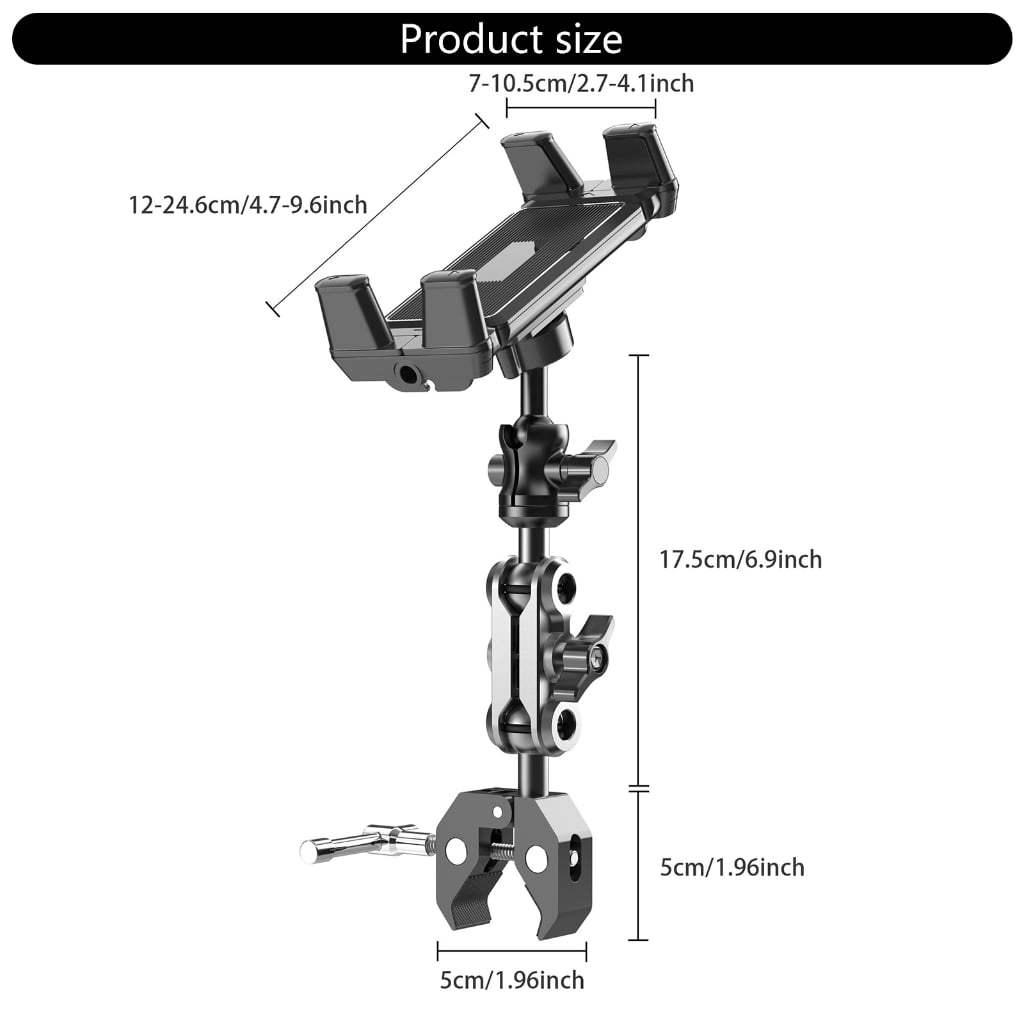 Miiottaa Heavy Duty Phone Tablet Metal Holder Adjustable Foldable Stand Aluminum Bracket