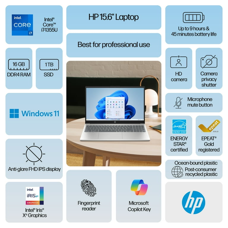 HP 15.6 inch FHD IPS Windows Laptop Intel Core i7-1355U 16GB HP 15.6 inch FHD IPS Windows Laptop Intel Core i7-1355U 16GB