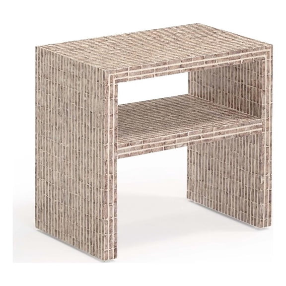 Pemberly Row Contemporary Accent Lavender Capiz Shell Nightstand