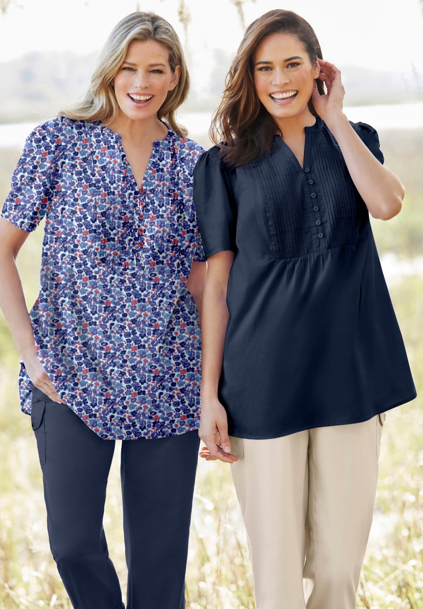 Plus Size Pintucked Half-Button Tunic - image 5