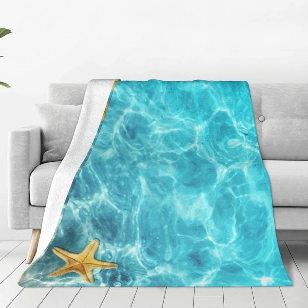 Fotbe Coral And Seashell On The Beach Manta de Franela Acolchonada con Estampado, Súper Suave y Esponjosa, Extra Grande para Sofá, Cama, Uso Todo el Año-40"x30"