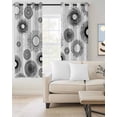 thumbnail image 2 of Geometric Black Blackout Curtains, Light Blocking Print Window Curtains, Abstract Grey White Boho Circle Dot Thermal Insulated Window Drapes for Living Room Kitchen Cafe 2 Panels, 104"W x 52"L, 2 of 9