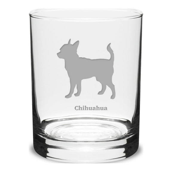 Chihuahua Deep Etched 14 oz Classic Double Old Fashion Glass