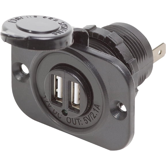 Seachoice 14999 DC 12V Dual USB Socket, 2.1A, 9V-32V DC
