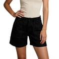 thumbnail image 3 of Women's High Waisted Denim Shorts with Patch Pockets Casual, 3 of 7