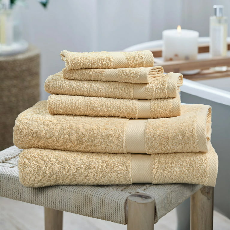 Set of 6 Hand Towels 100% Cotton Large Hand/Salon Towels Set (6-Pack, 16x27  inches) Ivory