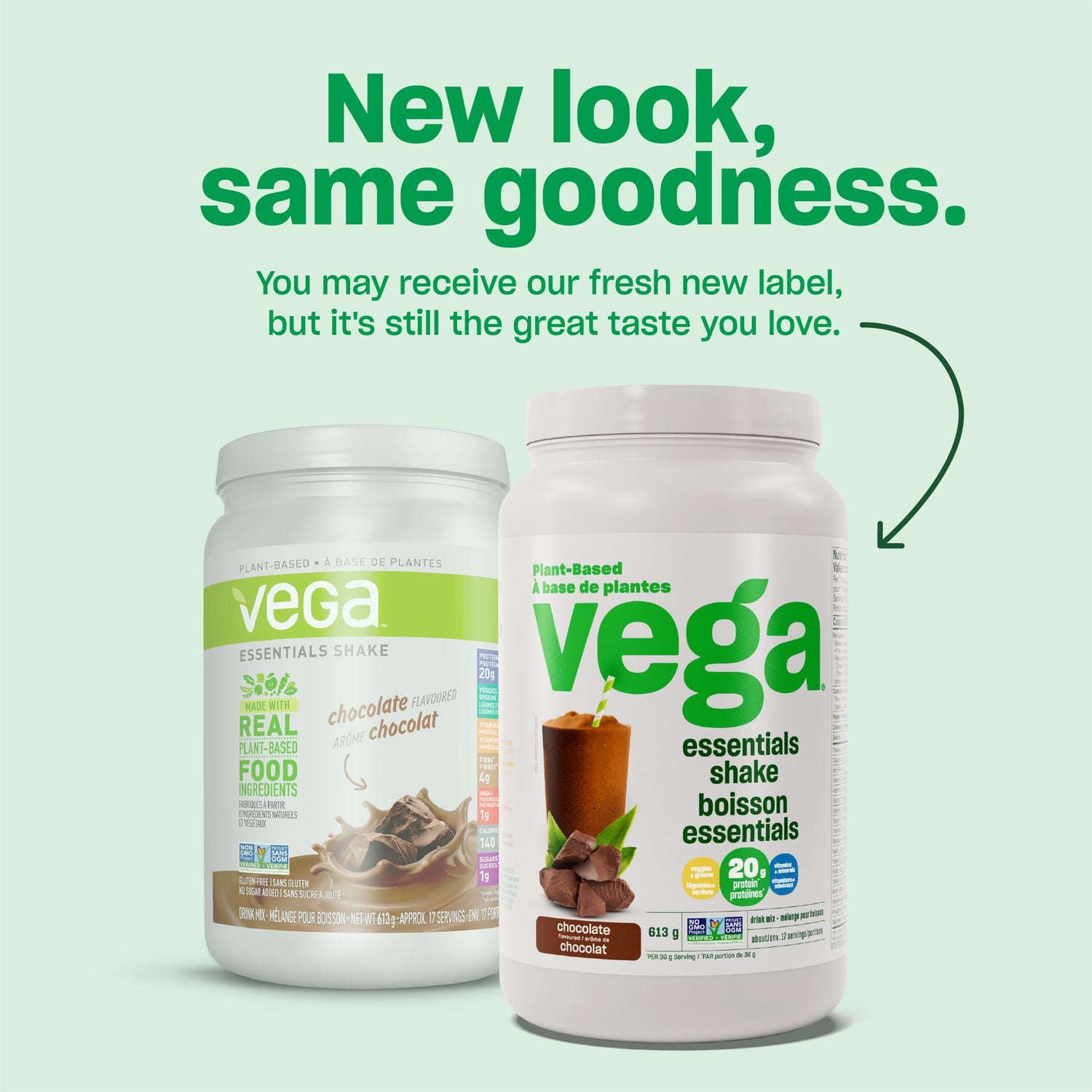 Vega Essentials Plant-Based Protein Powder, Chocolate, 17 Servings, 613g