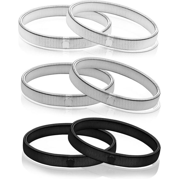 3 Pairs Anti-Slip Shirt Sleeve Holders, Unisex Metal Armbands Stretchy Garter Elastic Armbands Hold Up Sleeve Garters for Men Women (Black, Silver and Steel Color, Width 0.43 Inch)