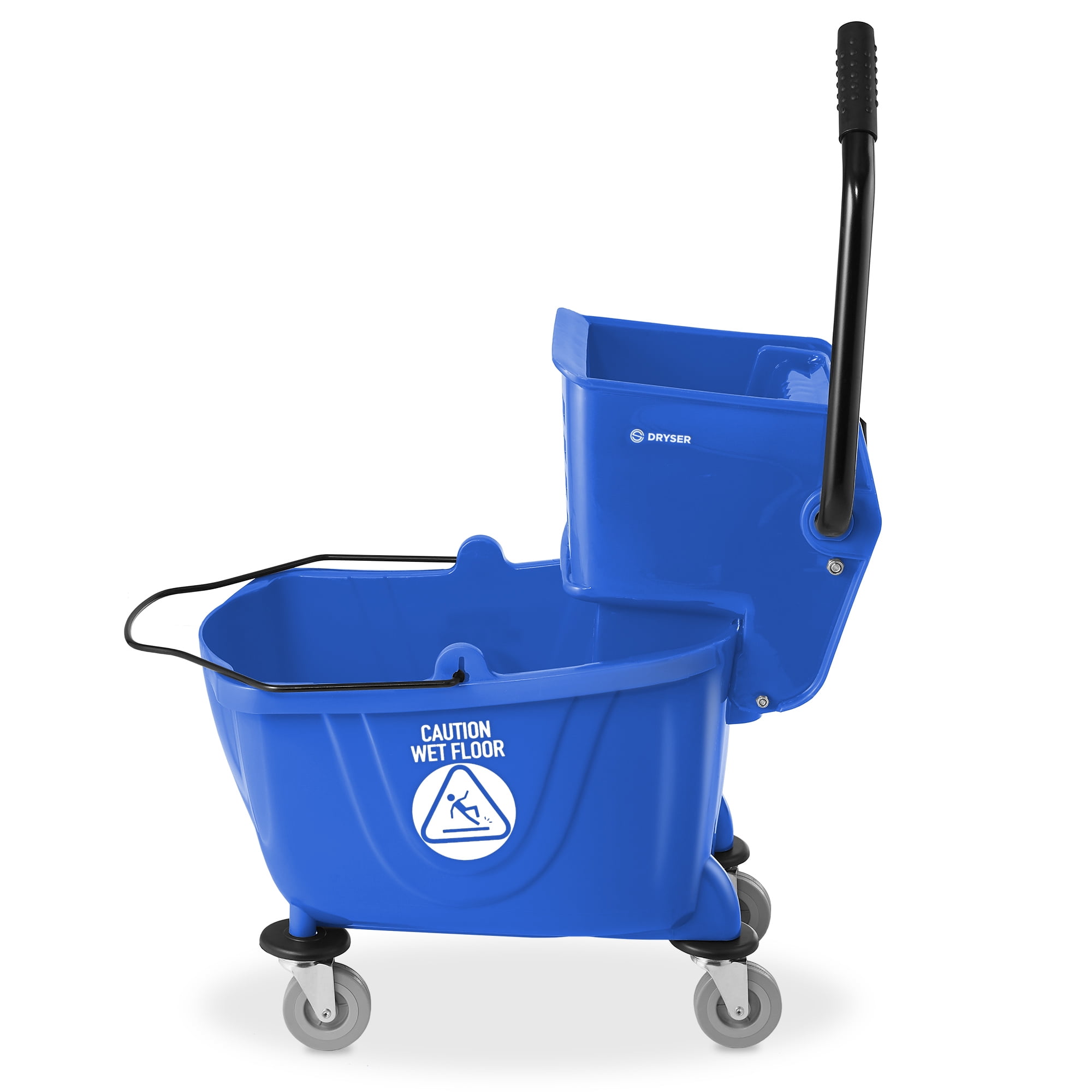 Dryser Commercial Mop Bucket with Side Press Wringer, 26 Quart, Blue