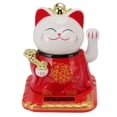 thumbnail image 2 of Lucky Cat Ornament, Widely Applicable Solar Light Receiving Panel Cat Sculpture  For Car Dashboard Red, 2 of 8
