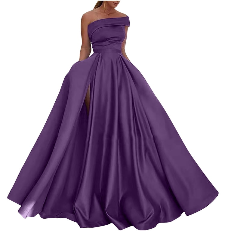 formal dresses poofy Simple A-line V-neck Satin Long Cheap Red Puffy Prom Dresses with Pock –  cherishgirls