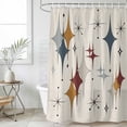 thumbnail image 6 of Polyester Fabric Grey Yellow Diamond Shower Curtain, Modern Geometric Middle Century Beige Waterproof Bathtub Curtain Bathroom Decor Set with Hooks 54 x 78 Inches, 6 of 6