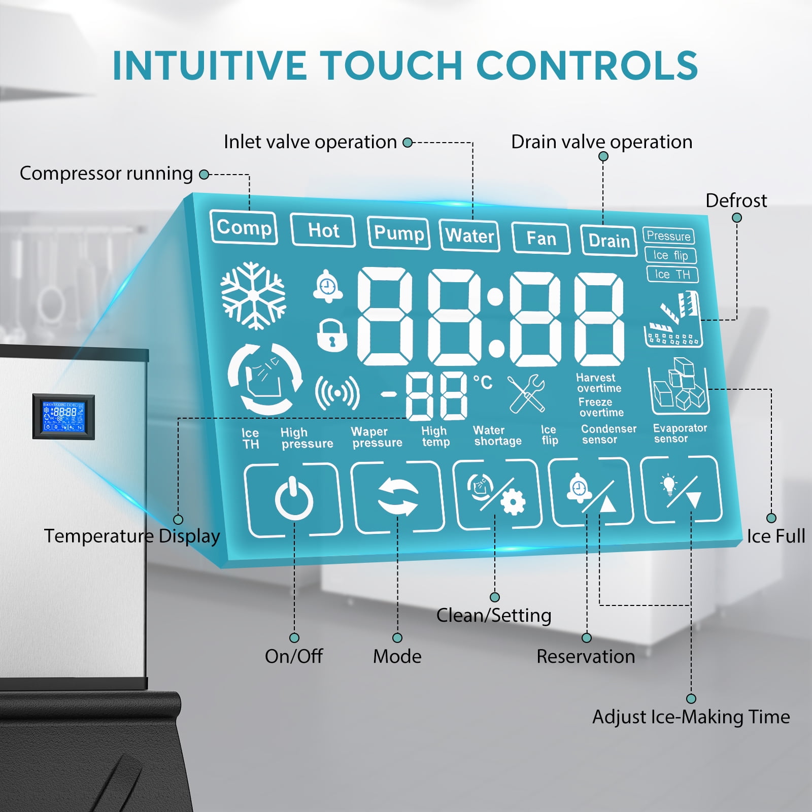 TITTLA 600Lbs/24H Commercial Ice Maker Machine,300 Lbs Storage,182 Ice Cubes in 12-15 Mins,Stainless Steel Industrial Ice Maker for Restaurant Bar Cafe Commercial Use