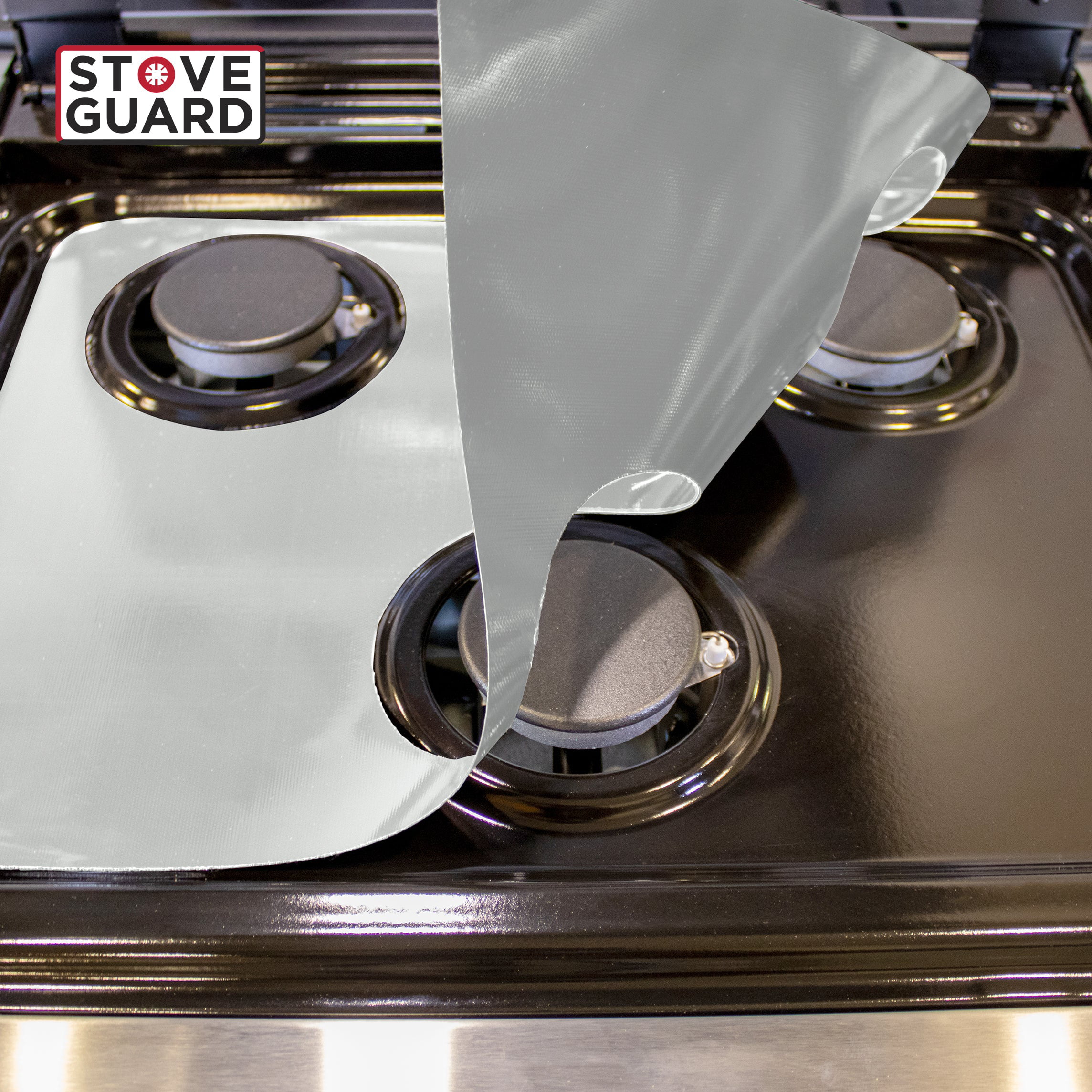 Custom Cut Ultra Thin Easy Clean Stove Liner Made in the USA StoveGuard Stove Protectors for Samsung Gas Ranges Silver for Stainless Steel Model NA30R5310FG 