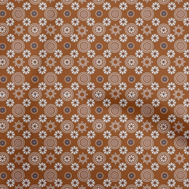 oneOone Cotton Poplin Brown Fabric Block Fabric For Sewing Printed Craft Fabric By The Yard 56 Inch Wide