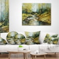 thumbnail image 4 of Designart Creek in the Forest Oil Painting - Landscape Painting Throw Pillow - 16x16, 4 of 5