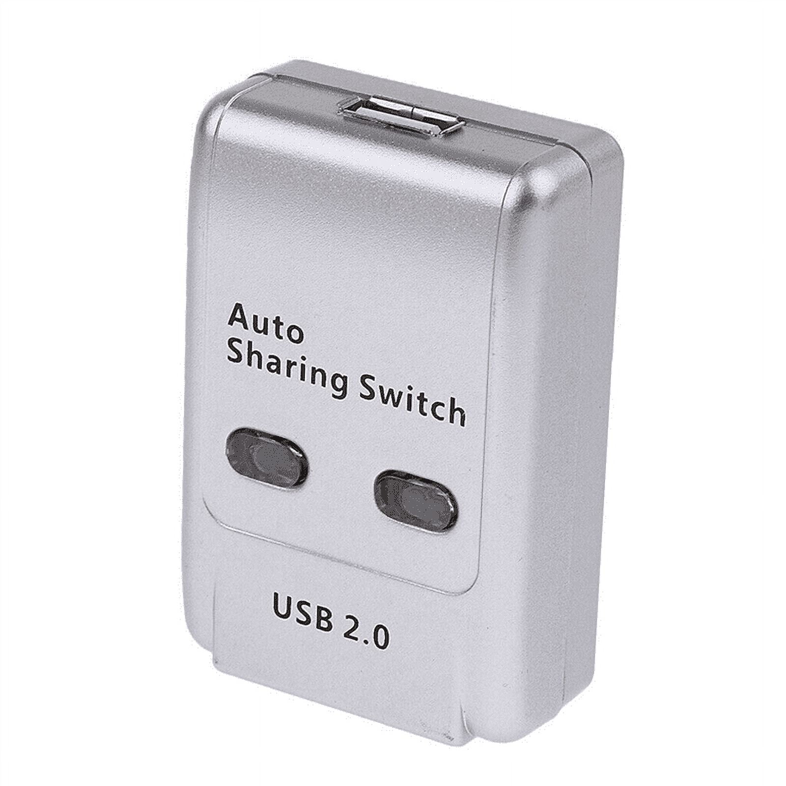 5X USB 2.0 Auto Sharing Switch 2 Port HUB Adapter Switcher for 2 PC Printer USB Switch Devices Support,5 x switcher,Silver