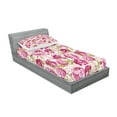 thumbnail image 2 of Ambesonne Flower Fitted Sheet & Pillow Sham Set, Peonies and Leaf Floral, Twin, Pink White Olive Green, 2 of 2