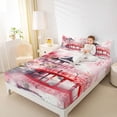thumbnail image 4 of Homewish Japan Bridge Architecture Queen Sheet Sets,Cherry Blossom Sakura Flat Sheet,Pink Red Queen Fitted Sheet For Adults,Ultra Soft Home Decor,4-Piece, 4 of 7